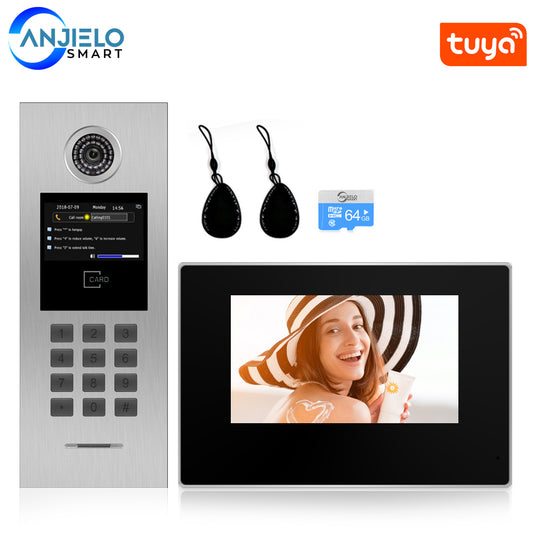 Interphone vidéo WIFI pour immeuble d'habitation système de contrôle d'accès par carte RFID 7 "téléphone vidéo intelligent TUYA pour sonnette à la maison