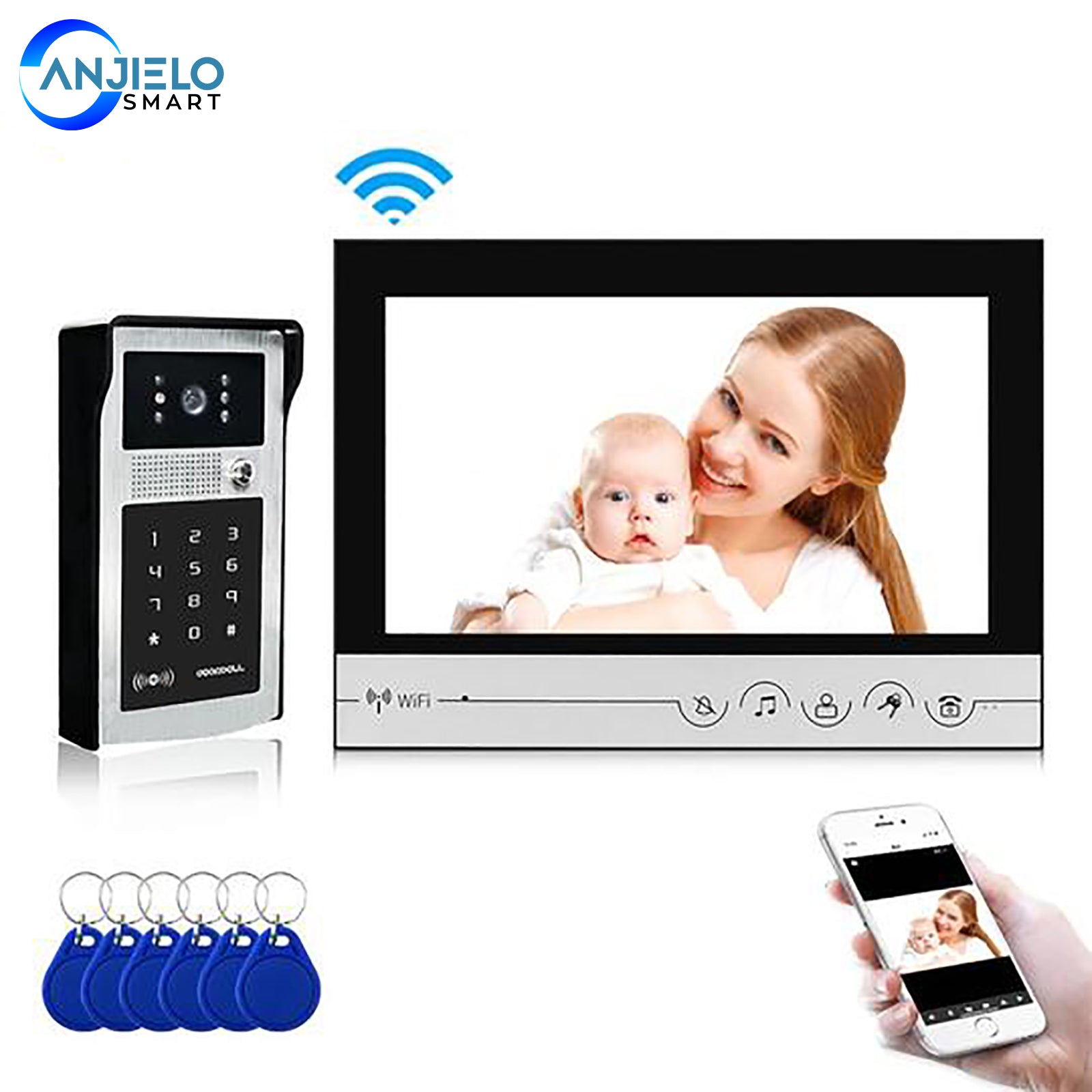 Door Intercom Unit WIFI Smart 9 Inch Home Video Doorbell Intercom System Password Unlock ...