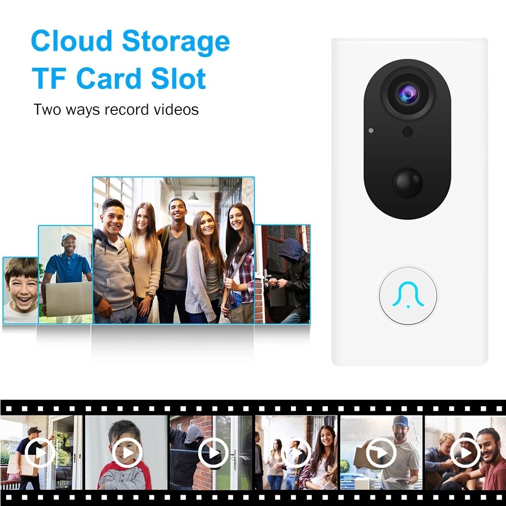 WiFi Video Doorbell HD Security Camera Tuya Smart APP Compatible with Alexa and Google, Motion Detection Night Vision Door Bell
