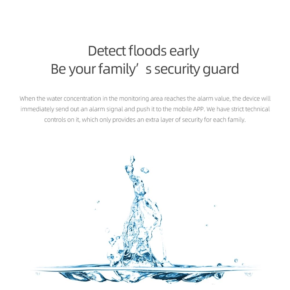 Wifi Water Leakage Sensor Detector Overflow Flood Leakage Alerts Remote Monitor Leak Notifications for  Security System