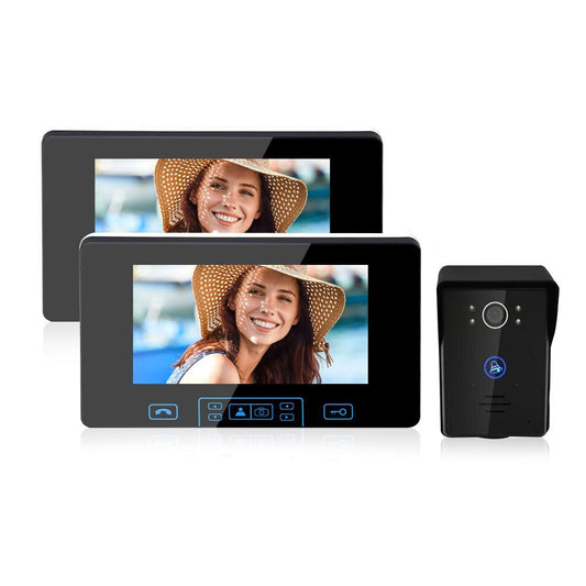 Sonnette vidéo sans fil 7 pouces fréquence numérique mise à niveau clé tactile interphone vidéo étanche à la pluie avec fonction de déverrouillage 