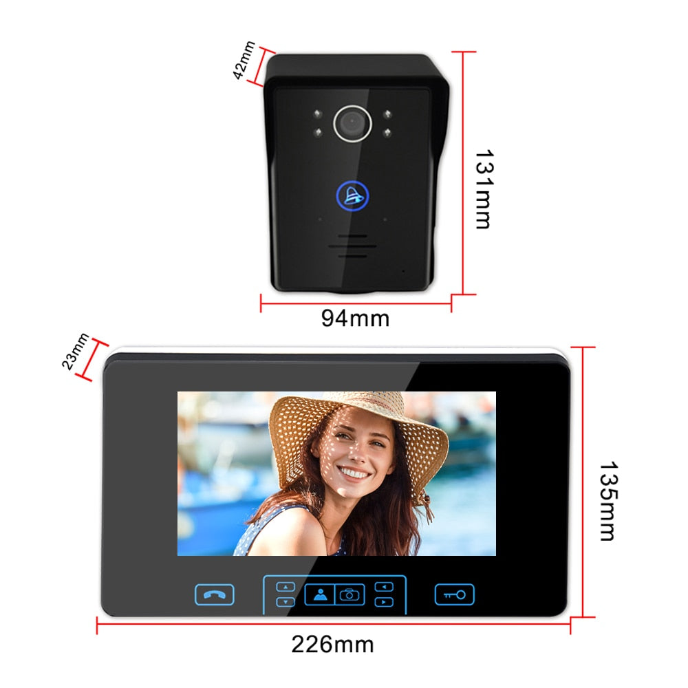 Wireless Video Doorbell 7 Inch  Digital Frequency Upgraded Touch Key Rainproof Video Intercom Doorbell with Unlock Function