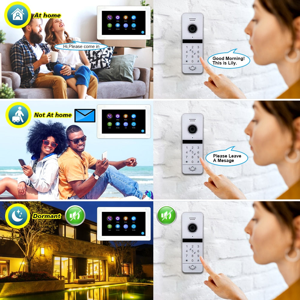 Système d'interphone vidéo intelligent WiFi sans fil Tuya sonnette intelligente AHD écran tactile complet avec téléphone filaire parlant déverrouillage à une touche