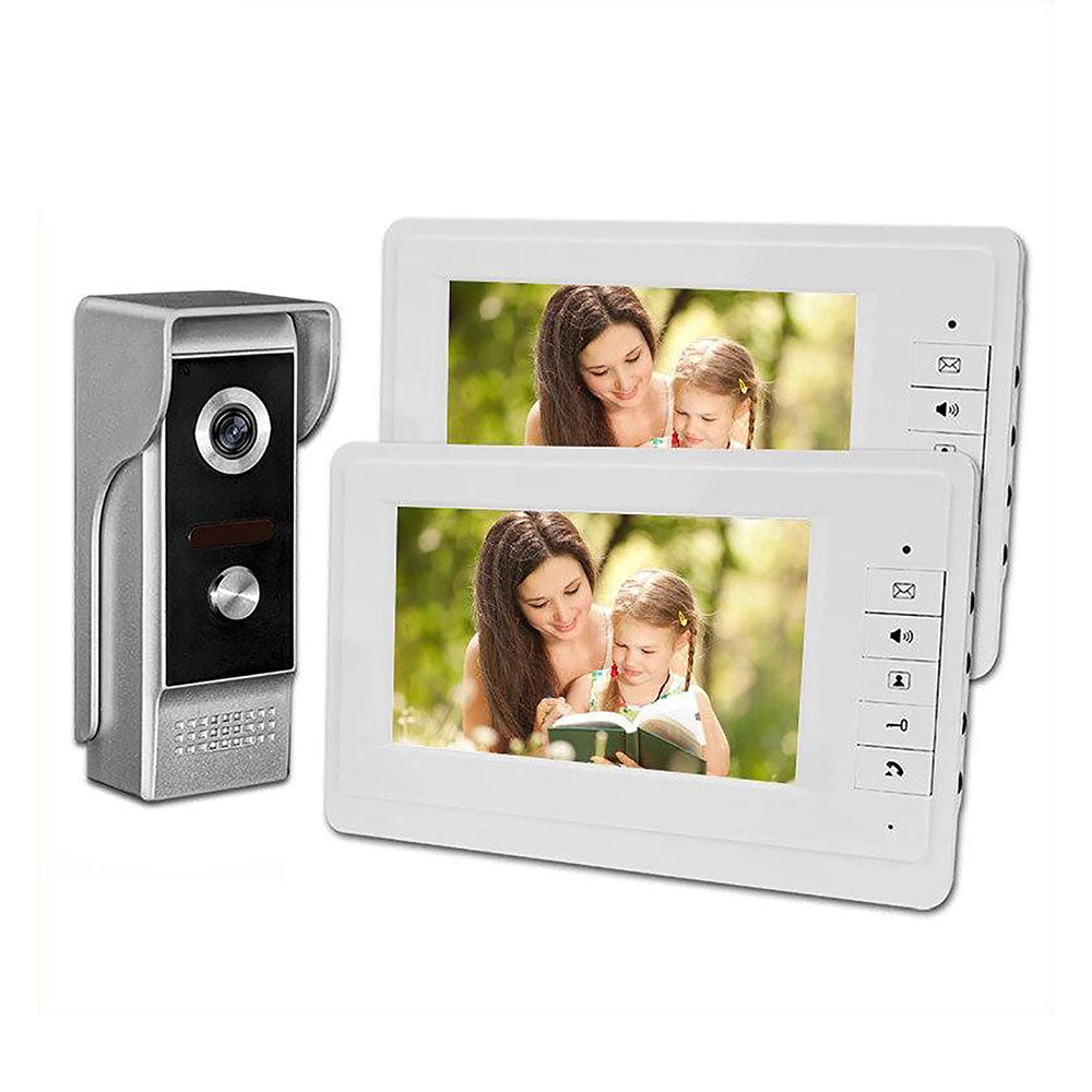 AnjieloSmart 7''TFT Color Wired Video Doorbell Door Phone System Monitor 700TVL Outdoor Camera IR Night Vision (XSL-V70F+M4)