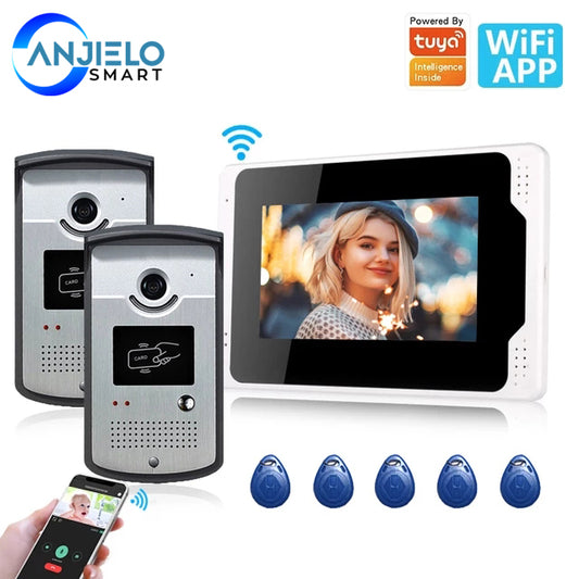 Tuya Smart 1080P HD 7" WiFi LCD Monitor With IP65 Outdoor Camera Motion Detection Home Security Video Door Phone Intercom System