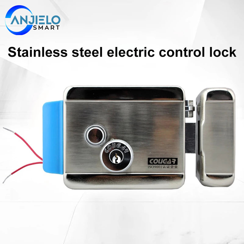 AnjielaSmart Stainless Steel Electronic Control Lock Electric Gate Door Lock support Video Doorphone Intercom System