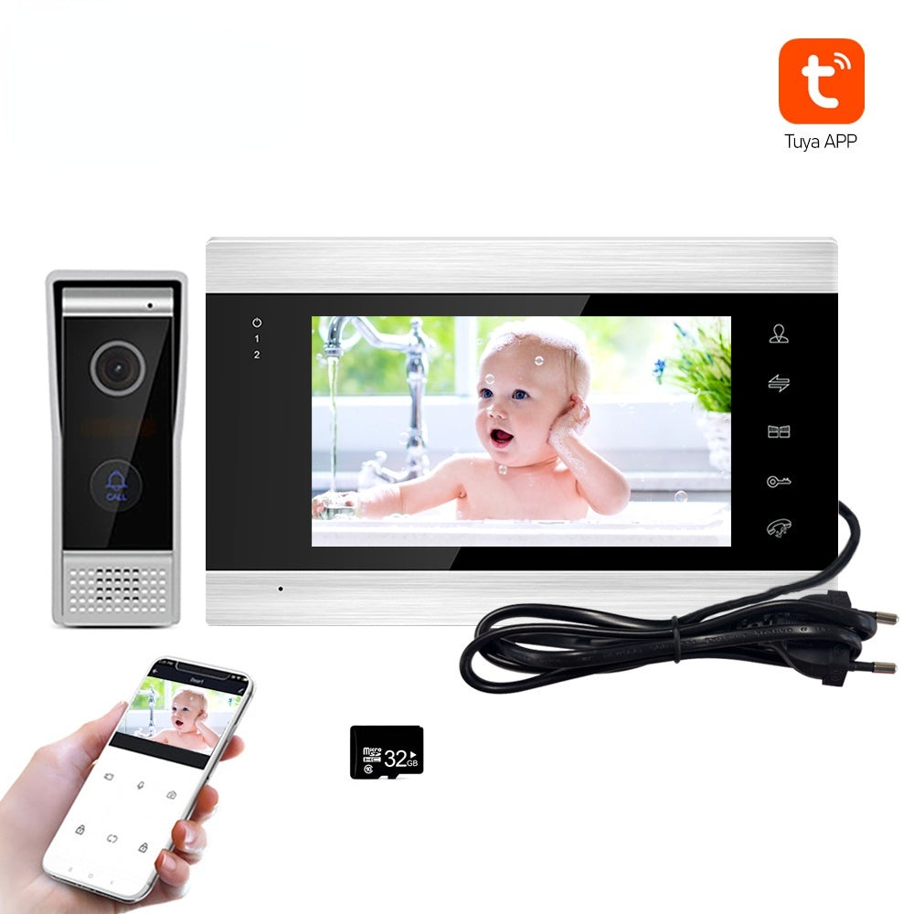 WiFi Tuya Smart 7" Video Door Phone Intercom System with 1080P/AHD Wired Doorbell Camera Remote Unlock Motion Detection For Home