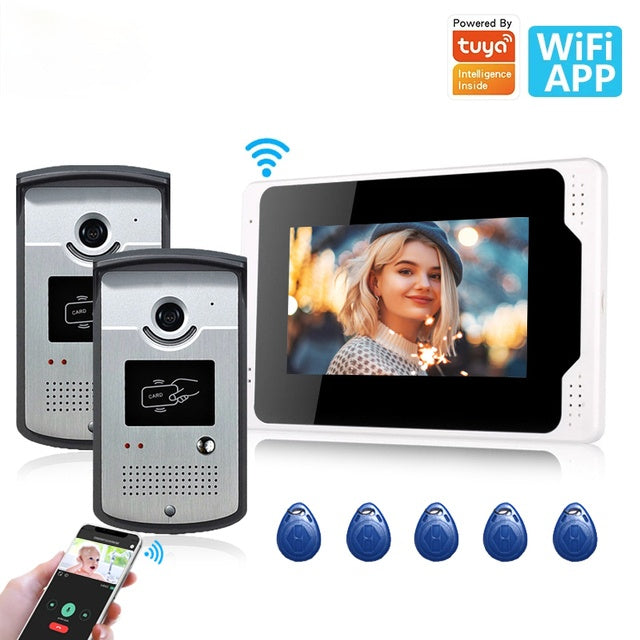 Tuya Smart 1080P HD 7" WiFi LCD Monitor With IP65 Outdoor Camera Motion Detection Home Security Video Door Phone Intercom System