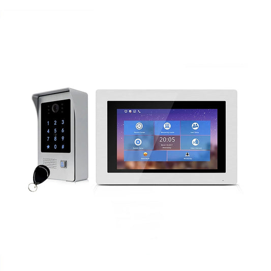 AnjieloSmart 1080P WiFi IP Video Doorbell with  7'' Touch Screen Remote Unlock Code Keypad RFIC Card Access Control