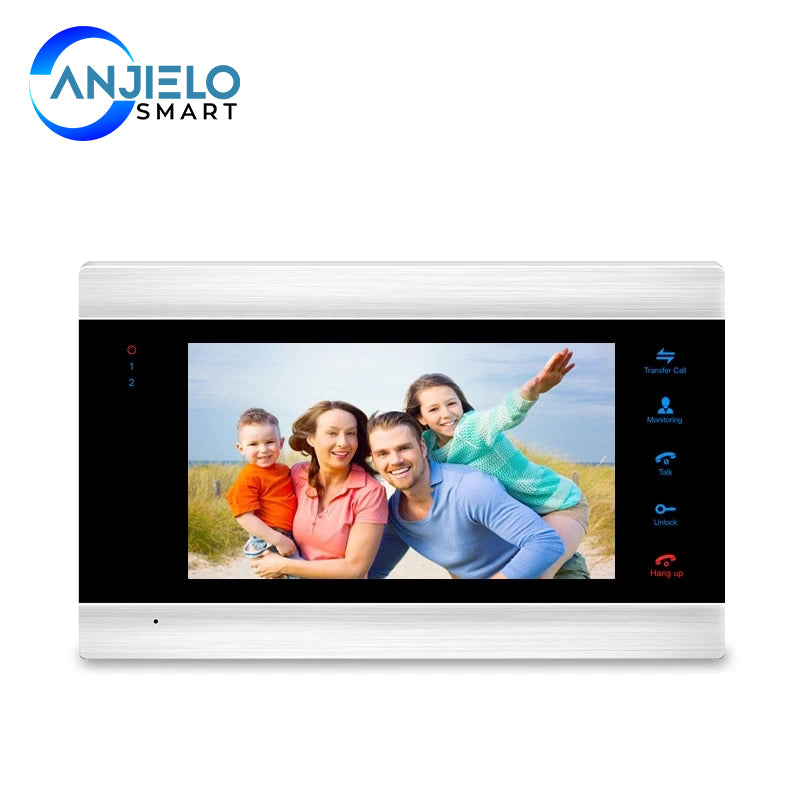 AnjieloSmart 7 inch Indoor Monitor Video Doorbell Intercom System Video Recording Photo Taking Wall Mounting