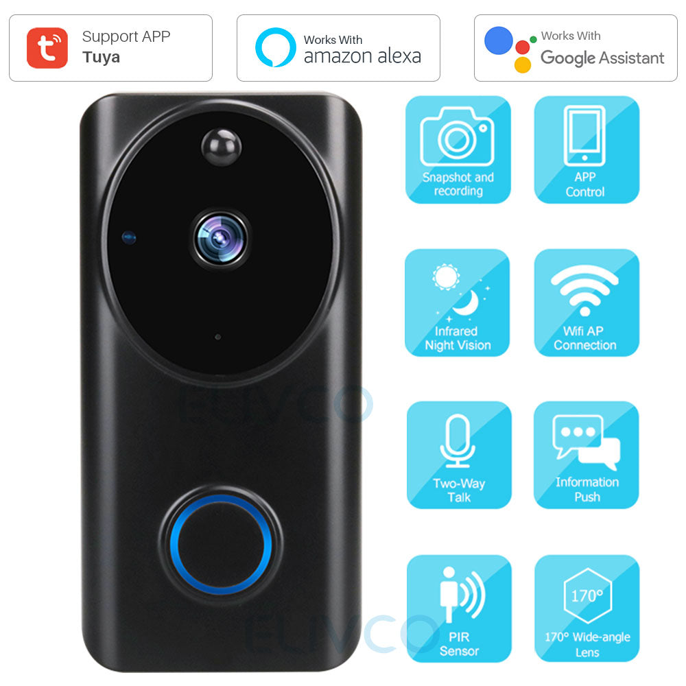 Video Doorbell Tuya 1080P WiFi Smart Video Intercom Door Bell IP Camera Home Security Monitor Compatible Alexa Google Assistant